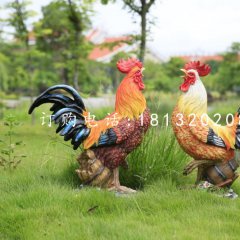 玻璃鋼公雞雕塑，公園動(dòng)物雕塑