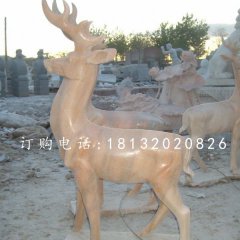 晚霞紅小鹿，動(dòng)物石雕
