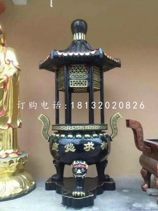 有求必應(yīng)香爐雕塑，寺廟銅香爐