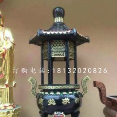 有求必應香爐雕塑，寺廟銅香爐
