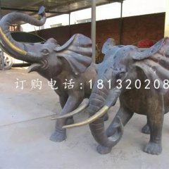 大象銅雕，象鼻向上銅雕