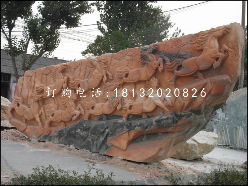 八駿圖石浮雕,廣場(chǎng)石浮雕