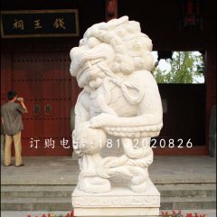 漢白玉小獅子雕塑，動物石雕
