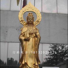 觀世音菩薩銅雕，鎏金銅佛像