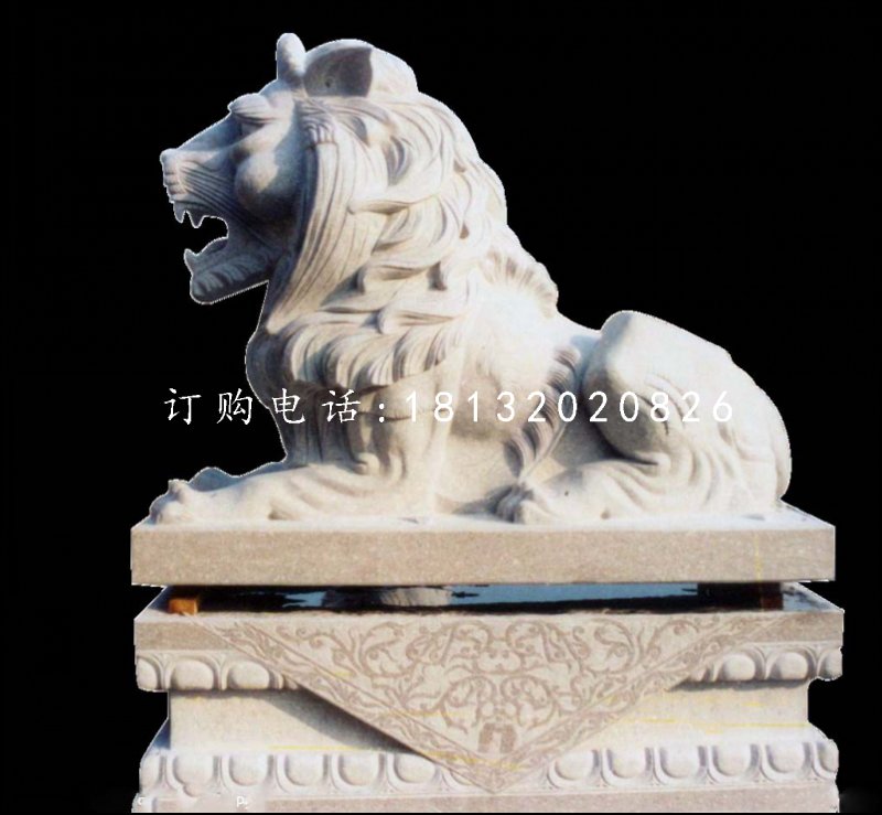 趴著的獅子石雕，歐式獅子雕塑
