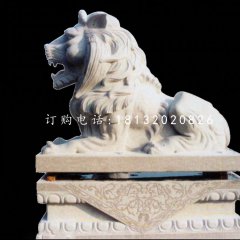 趴著的獅子石雕，歐式獅子雕塑