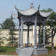 六角青石涼亭，公園景觀石雕