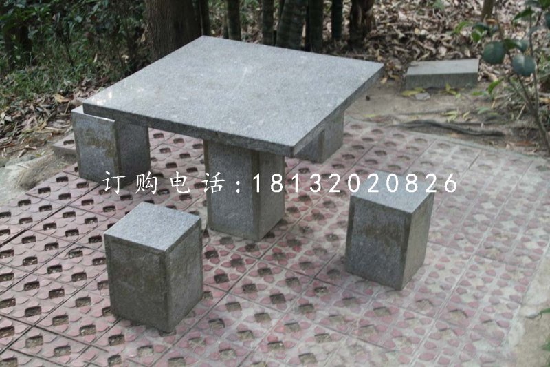 青石方桌方凳，公園桌椅石雕