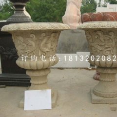 砂巖花盆，歐式花缽雕塑
