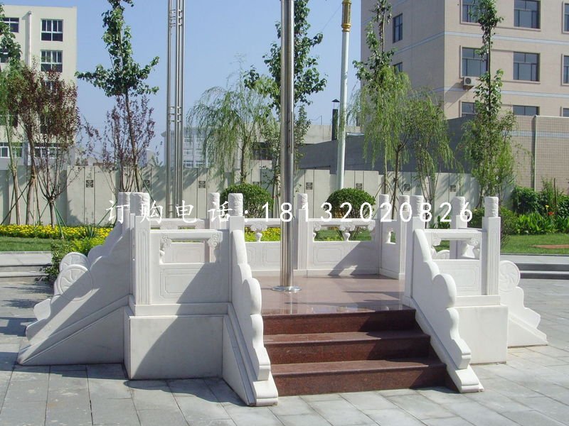 漢白玉升旗臺(tái)雕塑，廣場(chǎng)石雕欄板