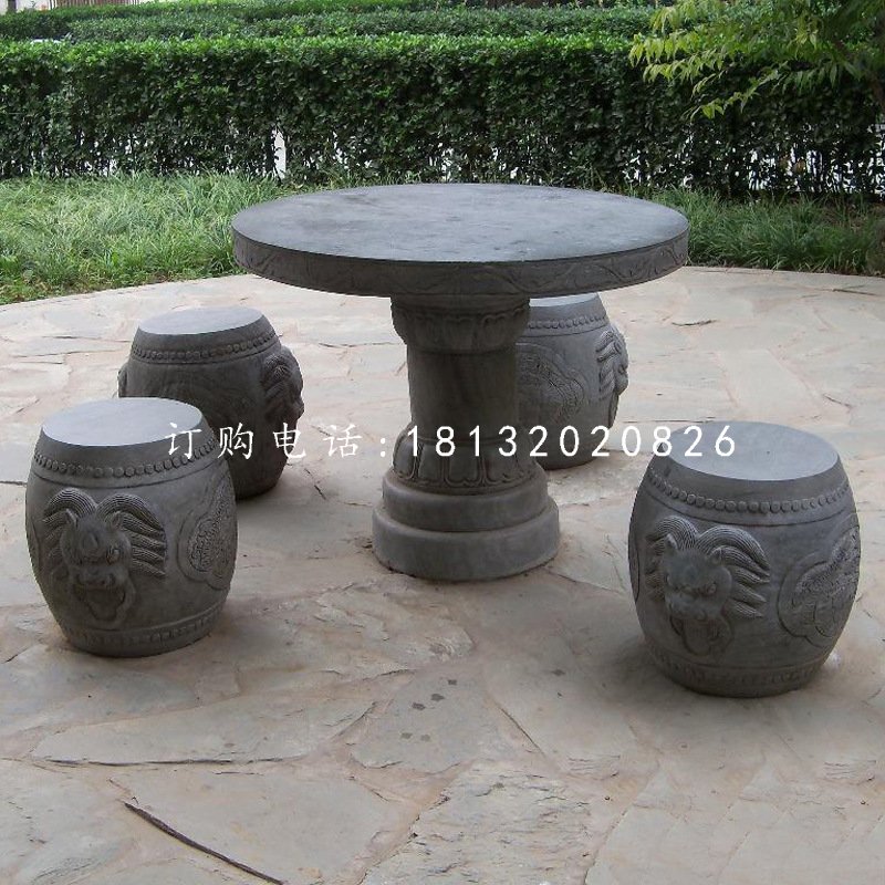 仿古圓桌圓凳，石桌椅