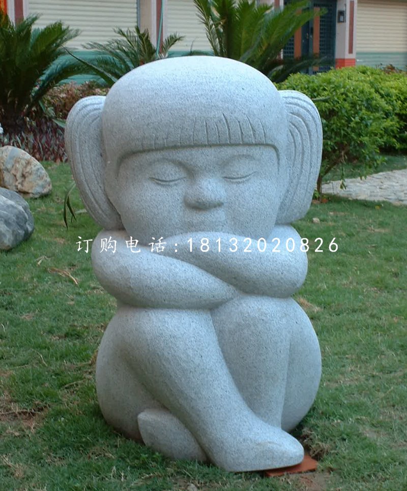 小女孩石雕,公園小品石雕