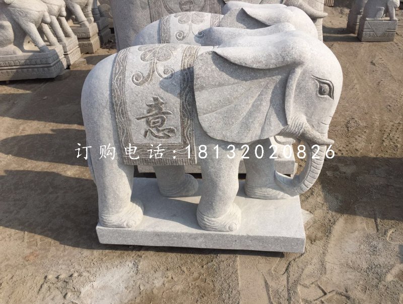 吉祥如意小象，大理石動物雕塑
