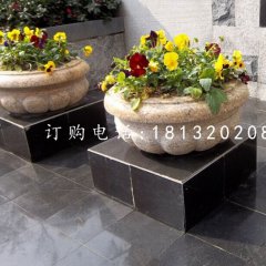 小型石花盆，花缽石雕