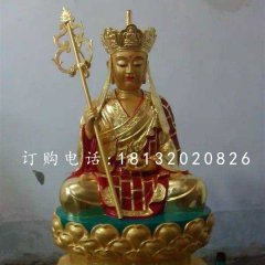 坐式地藏王，銅雕彩繪佛像