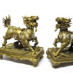 鑄銅麒麟雕塑，銅雕神獸