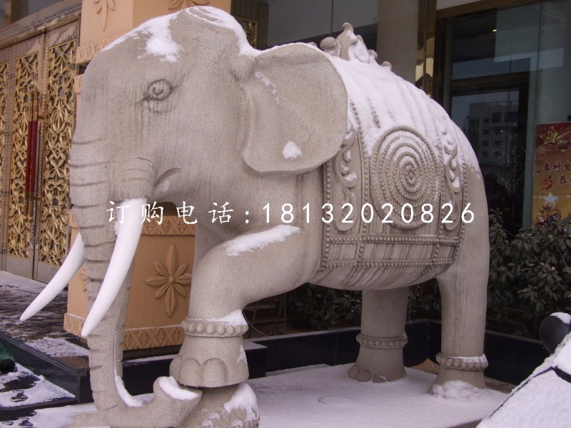 廣場大象石雕，動物石雕