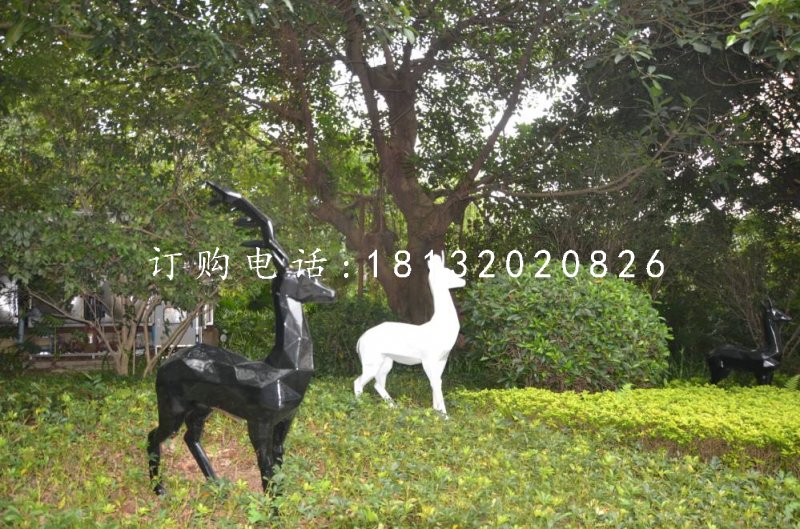 抽象小鹿，玻璃鋼動物擺件