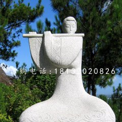 吹笛子雕塑，抽象古代美女石雕