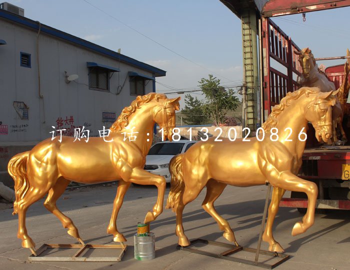 玻璃鋼仿銅馬，玻璃鋼動(dòng)物雕塑