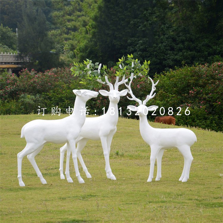 玻璃鋼樹(shù)葉鹿，玻璃鋼抽象動(dòng)物雕塑