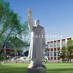 漢白玉揮手的毛主席，偉人石雕