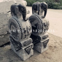 青石仿古大象門墩，門口抱鼓石