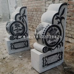 青石仿古門墩石雕，門口抱鼓石