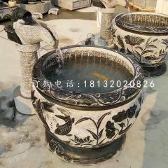 青石仿古石缸，別墅流水?dāng)[件