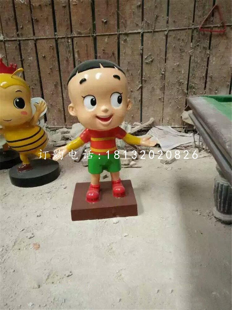 大頭兒子雕塑，玻璃鋼卡通人物