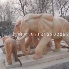 廣場大象石雕，晚霞紅大象