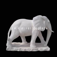 漢白玉大象，廣場動(dòng)物石雕