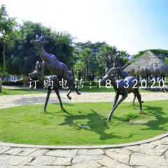 羚羊銅雕，公園動物銅雕