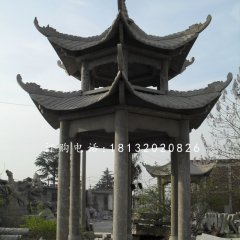 六角涼亭，青石涼亭雕塑