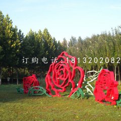不銹鋼牡丹花雕塑，不銹鋼烤漆雕塑