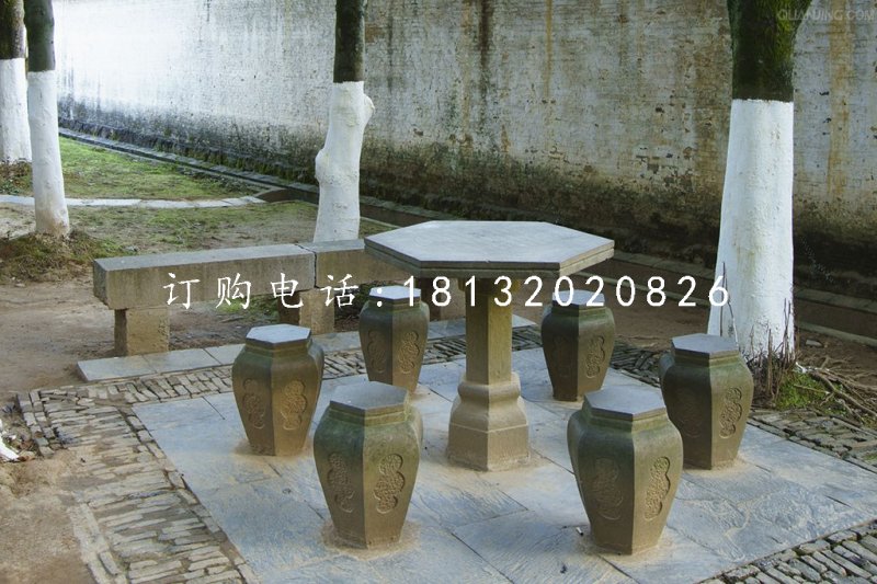 桌椅石雕，公園仿古石桌椅