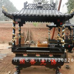 方形鐵香爐雕塑，寺廟鐵香爐雕塑