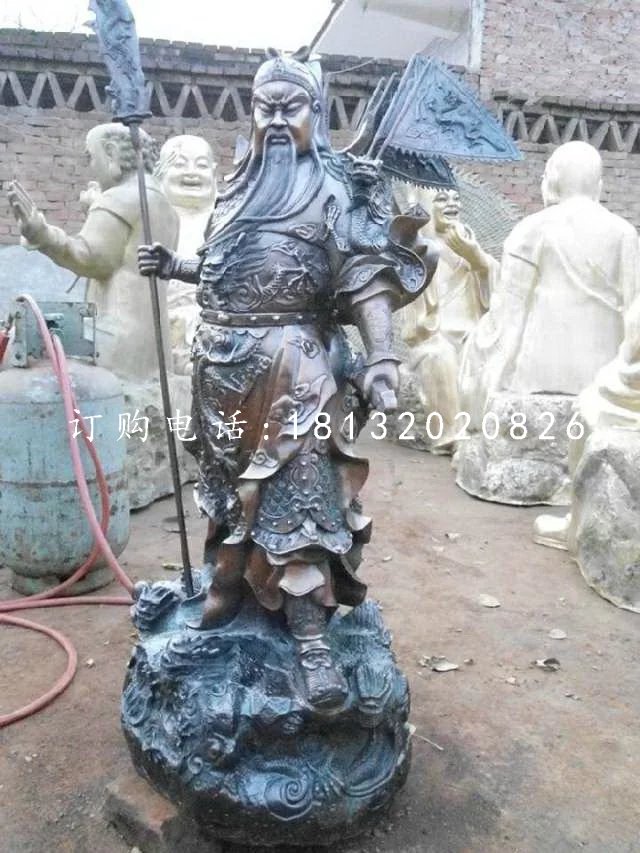 關公持刀雕塑，武圣人銅雕