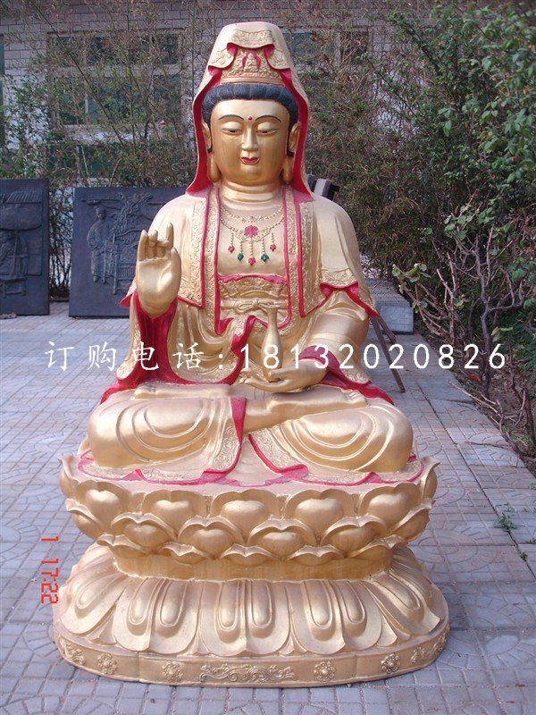 觀音銅雕，彩繪觀世音銅雕