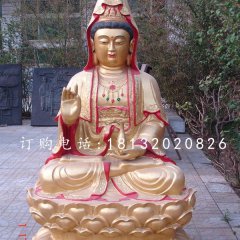 觀音銅雕，彩繪觀世音銅雕
