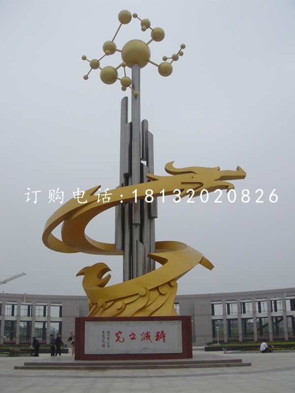 不銹鋼龍騰雕塑，不銹鋼企業(yè)雕塑