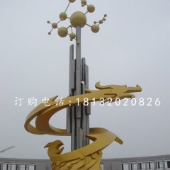 不銹鋼龍騰雕塑，不銹鋼企業(yè)雕塑