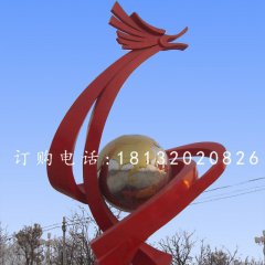 不銹鋼龍騰雕塑，廣場抽象龍雕塑