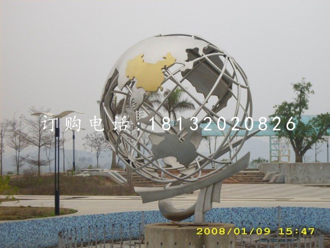 地球儀雕塑，不銹鋼廣場(chǎng)雕塑