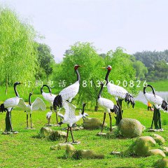 玻璃鋼丹頂鶴，仿真動(dòng)物雕塑，公園景觀雕塑