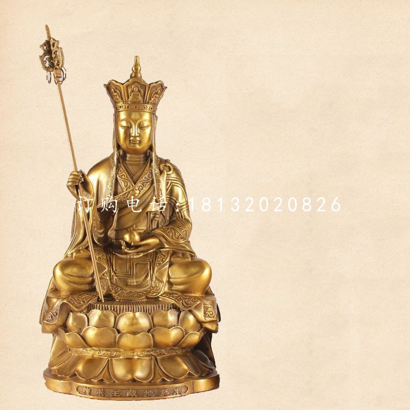 坐式地藏菩薩銅雕，寺廟佛像銅雕