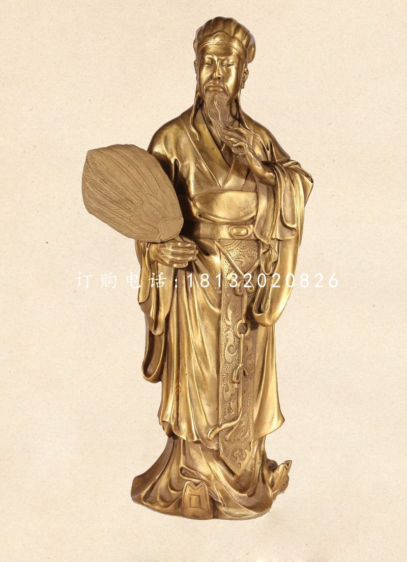 諸葛亮銅雕，古代名人銅雕 (3)