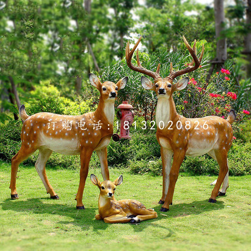 仿真梅花鹿雕塑，玻璃鋼仿真動物，公園動物雕塑 (6)