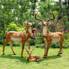 仿真梅花鹿雕塑，玻璃鋼動物雕塑