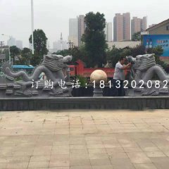 雙龍戲珠噴泉石雕，廣場噴泉雕塑